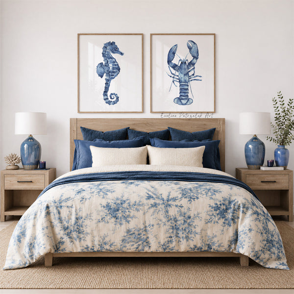 Beige Korallen Bilder 2er Set – Aquarell Wandbilder im Coastal Stil