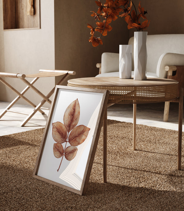 Aquarell Herbstblätter Set von 3 Drucken – Skandinavische Braun Botanische Wandbilder