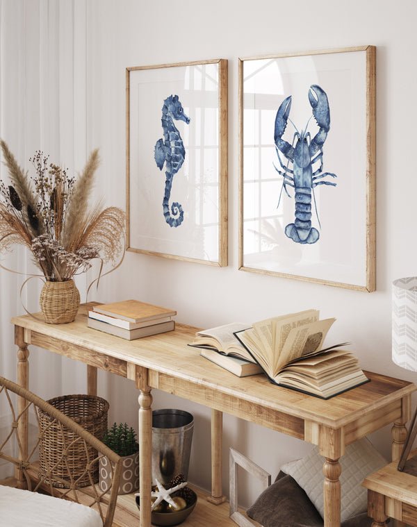 Beige Korallen Bilder 2er Set – Aquarell Wandbilder im Coastal Stil