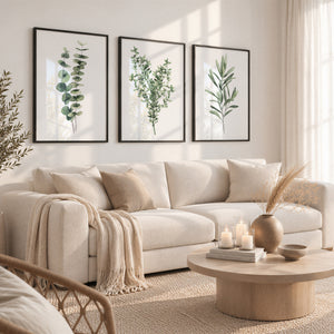 Eucalyptus, Thyme & Olive Wall Art Set of 3 – Watercolor Kitchen Herb Prints