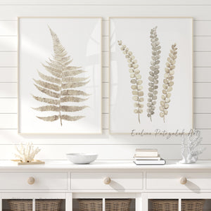 Cream Fern Botanical Prints – Set of 2 | Neutral Art for Airy, Minimal Interiors
