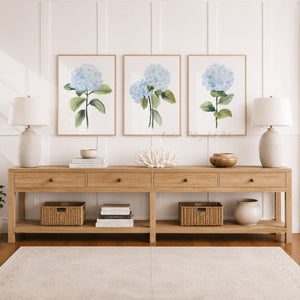 Hortensien Aquarellbilder – 3er-Set Kunstdrucke