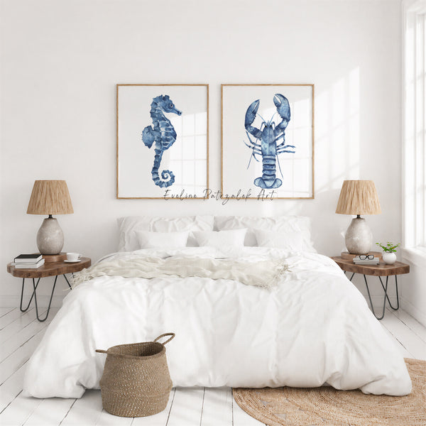 Beige Korallen Bilder 2er Set – Aquarell Wandbilder im Coastal Stil